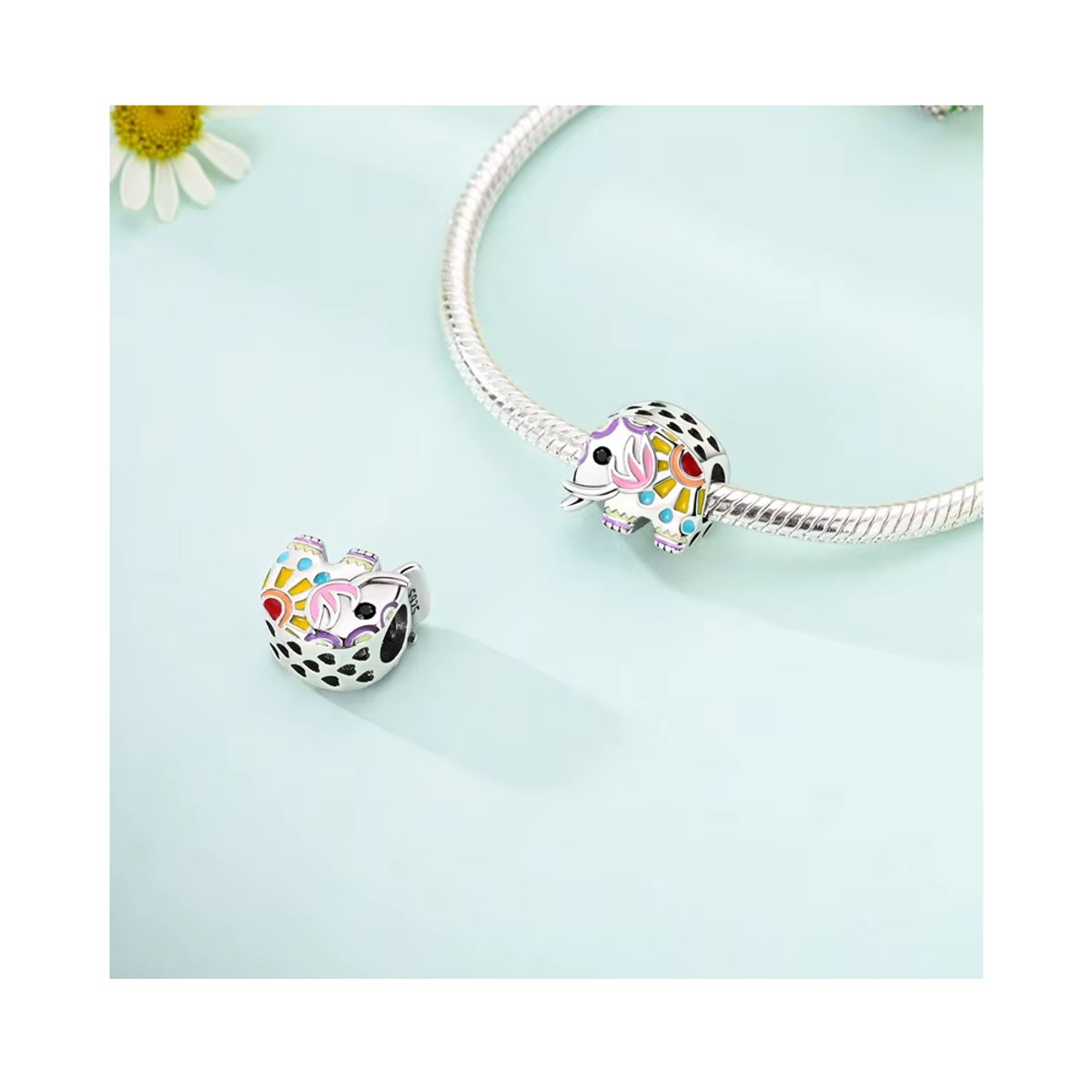 SILVER HEART - Charm Elefante Colorido en Plata Fina 925 SILVER HEART