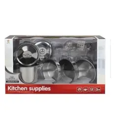 GENERICO - Set De Ollas Y Utensilios Metálicos Para Niños