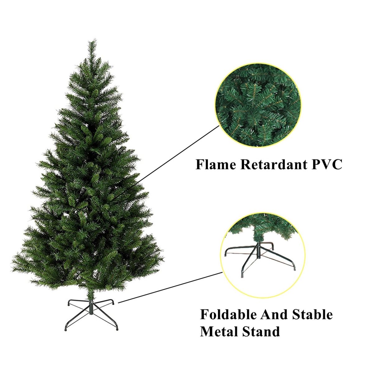 GENERICO - Arbol de Navidad Tradicional 150cm alto Soporte Metal