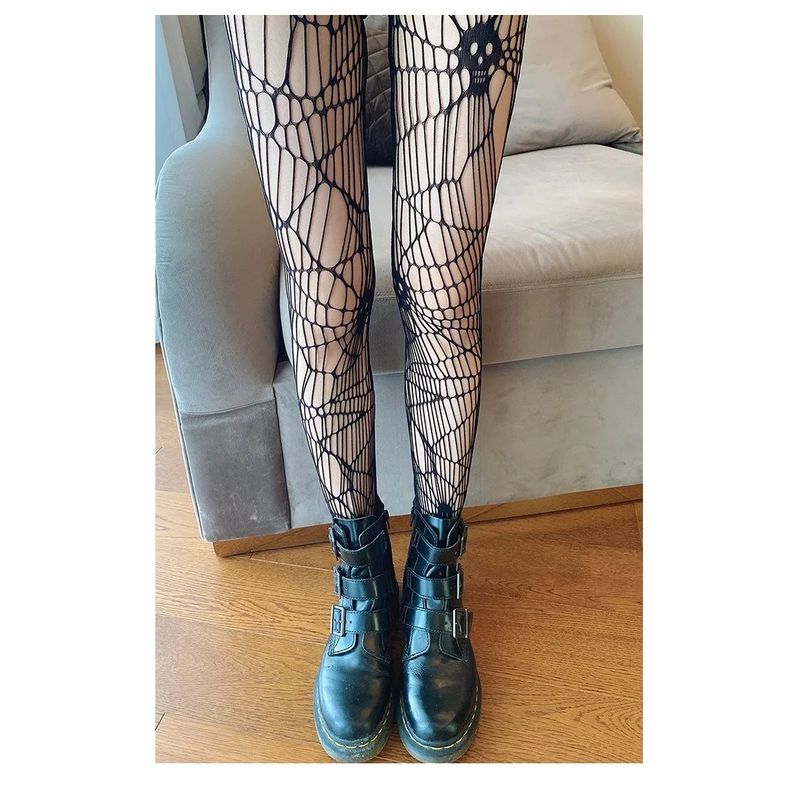 GARSIL - Pantys Medias Para Mujer Diseño Calavera Malla Grande