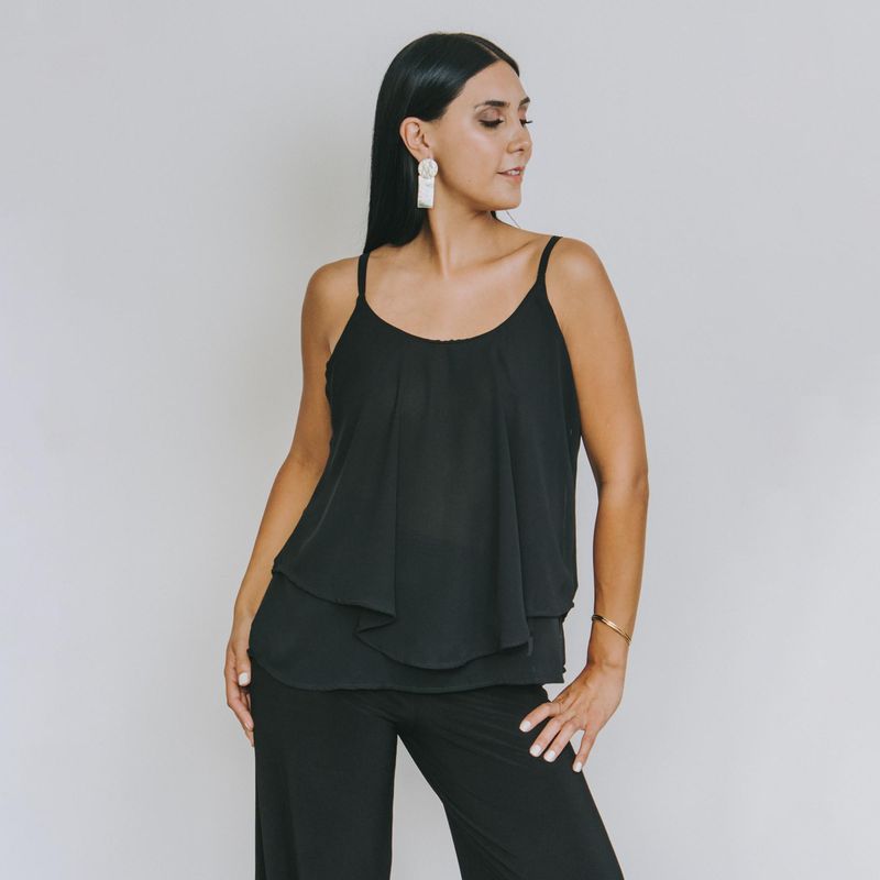 NATALIA SEGUEL - Blusa Cala Larga Negro Natalia Seguel