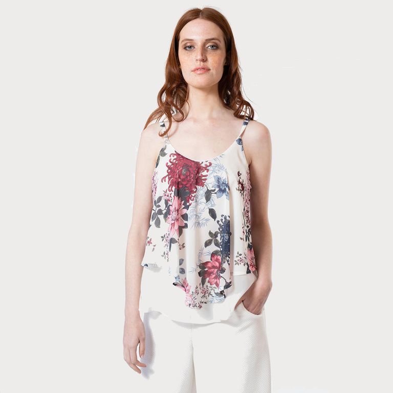 Blusa Cala Larga Flores Multicolor S/M