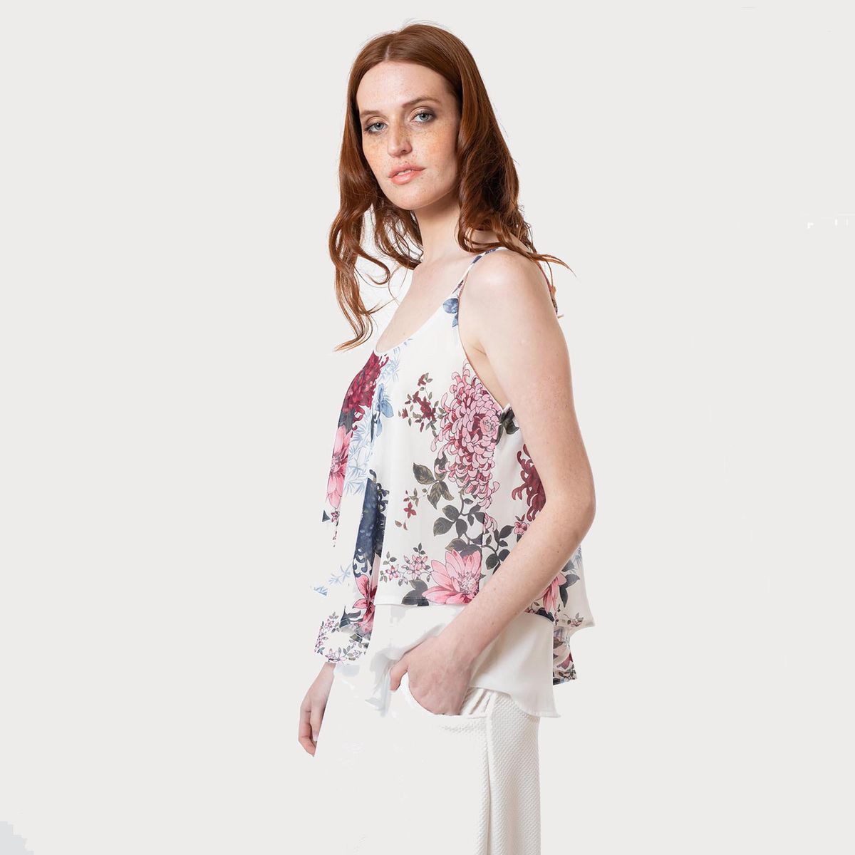 NATALIA SEGUEL - Blusa Cala Larga Flores Natalia Seguel