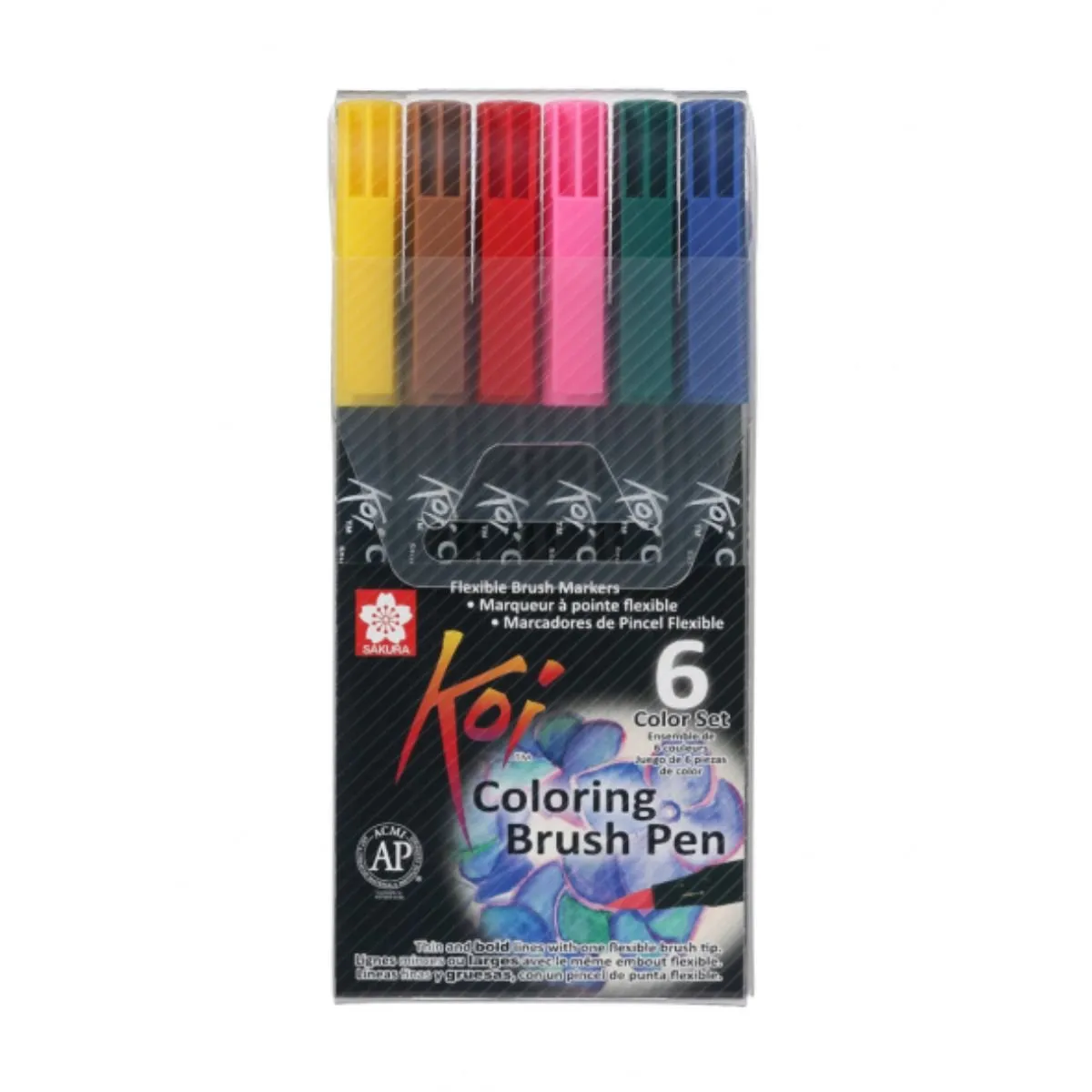 SAKURA - Set 6 Marcadores Acuarelables Koi Lettering Colores Básicos