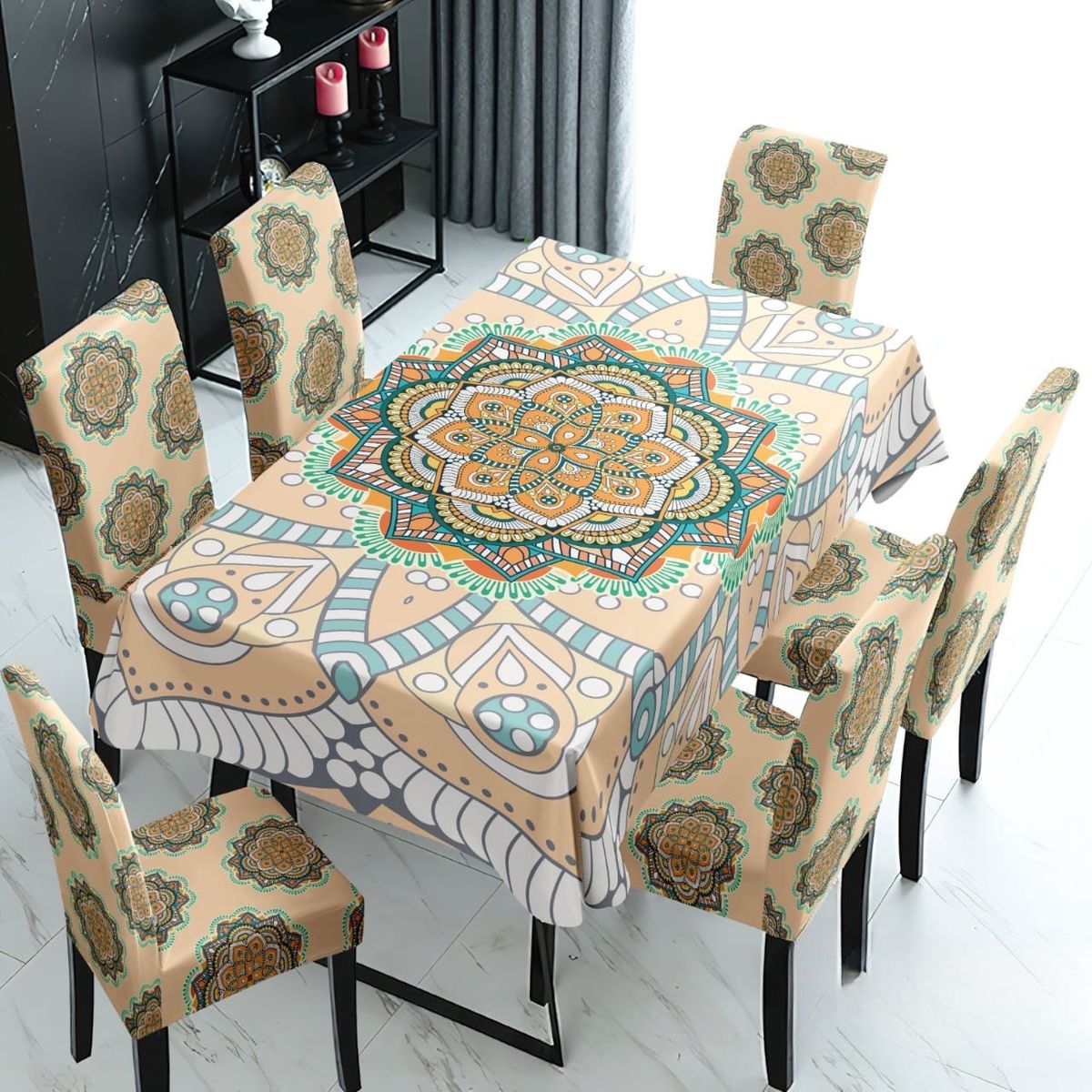 GENERICO - Mantel Mas 6 Fundas De Sillas Elasticadas