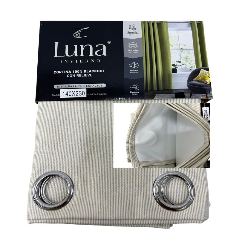 GENERICO - Cortinas Blackout 2 Piezas Medida Cada Paño 140X230 Cm Color beige claro