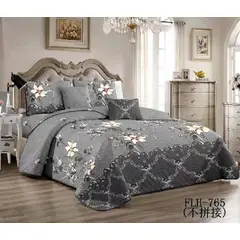 01 AUDIO - Cobertores Quilt de Verano king GRIS DE FLORES