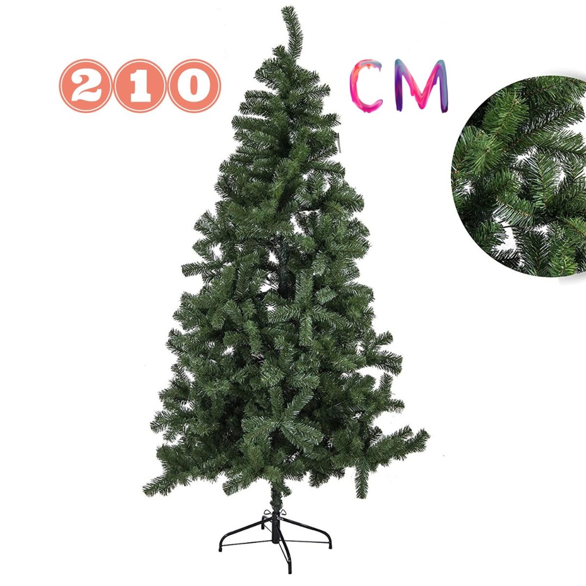 GENERICO - Arbol de Navidad Tradicional 210cm alto Soporte Metal