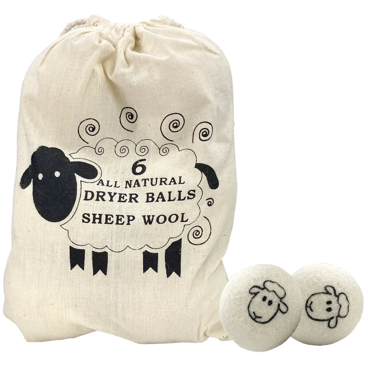 GENERICO - Pack 6 Bolas De Lana Natural Para Lavado Suavizante de Ropa