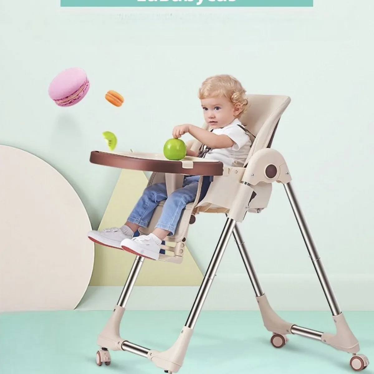 LUBABYCAS - Silla De Comer Multiposiciones Plegable Rosada Lubabycas