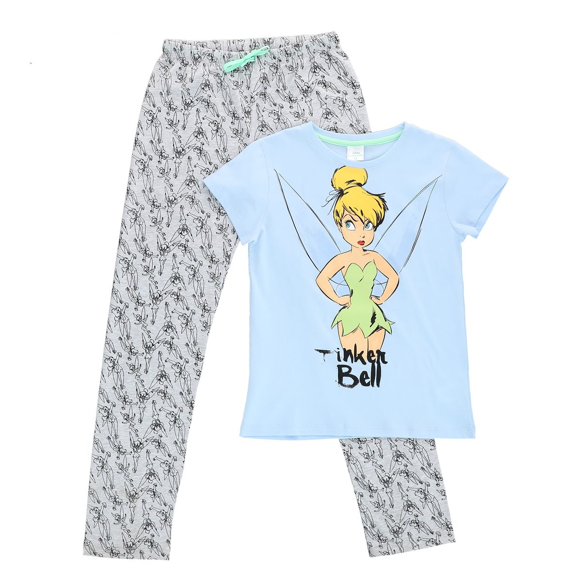 DISNEY - Pijama Niña Campanita Enojada Celeste Disney