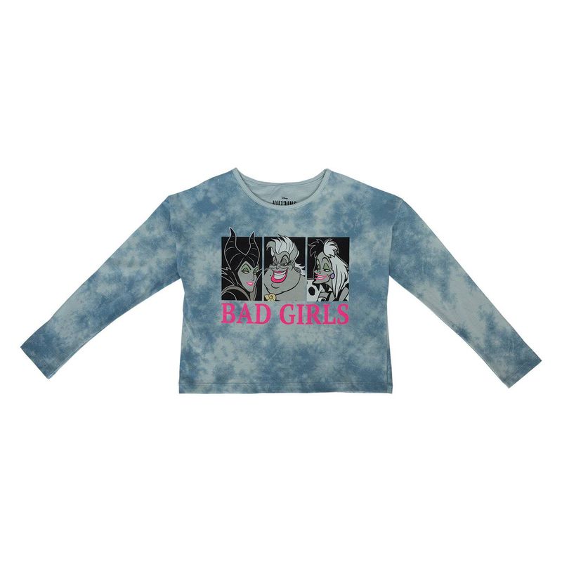 DISNEY - Polera Manga Larga Niña Villanas Bad Gris Disney