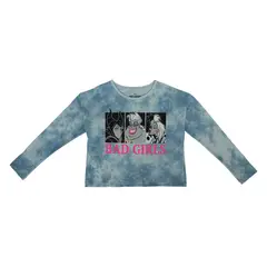 DISNEY - Polera Manga Larga Niña Villanas Bad Gris