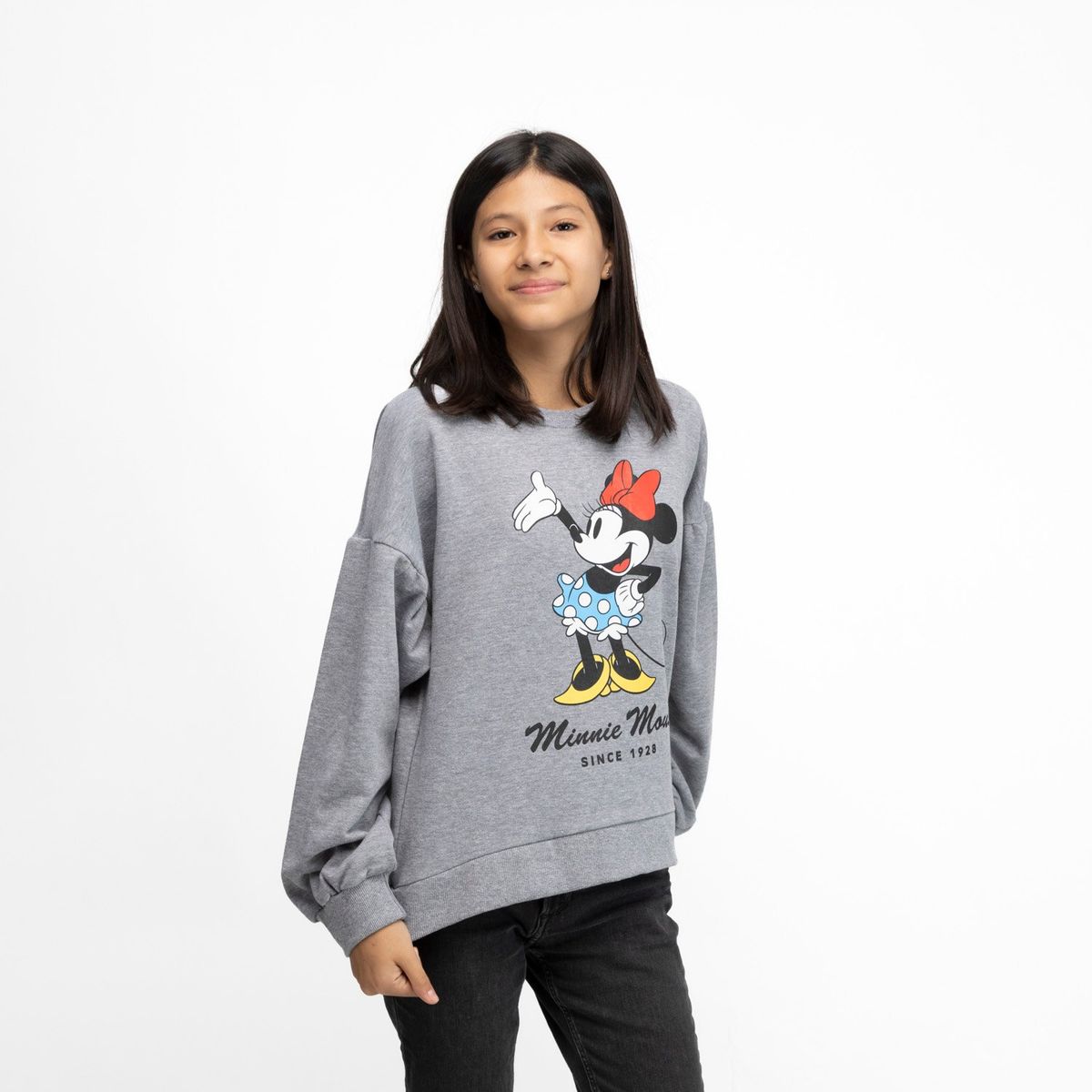 DISNEY - Poleron Niña Minnie  Gris Disney