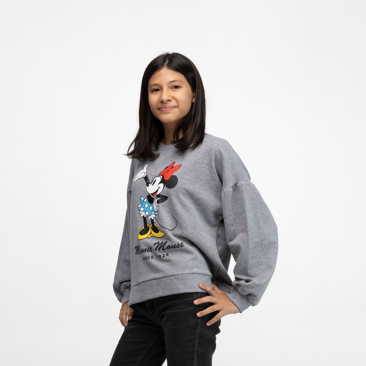 DISNEY - Poleron Niña Minnie  Gris Disney