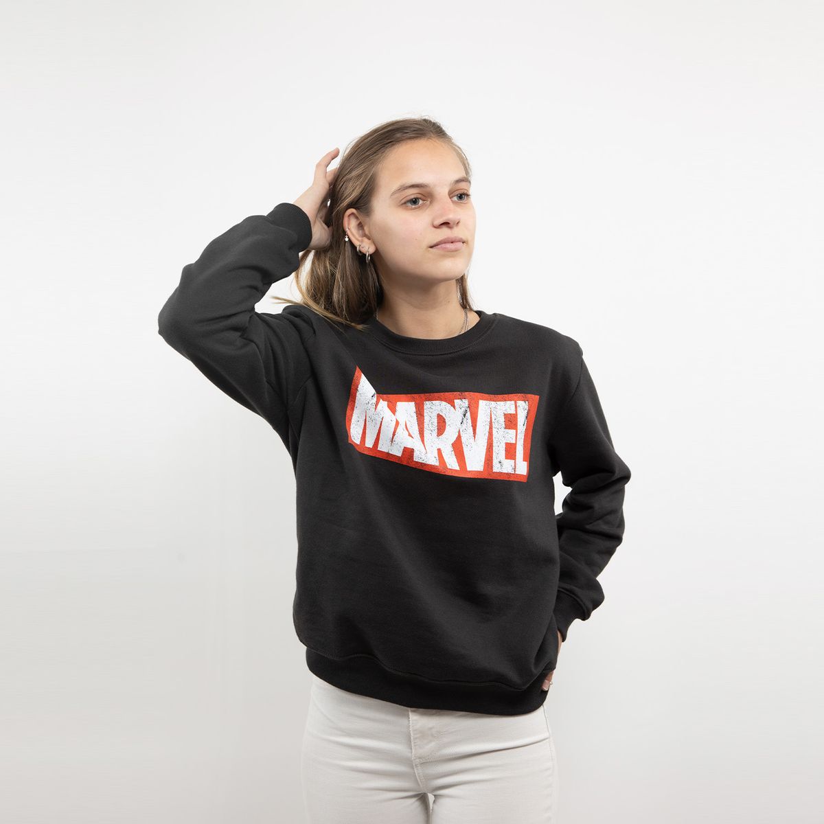 MARVEL - Poleron Mujer Logo Gris Marvel