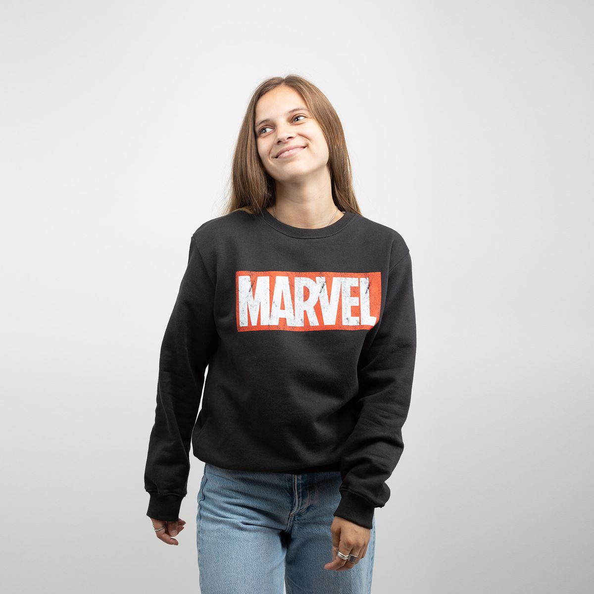 MARVEL - Poleron Mujer Logo Gris Marvel