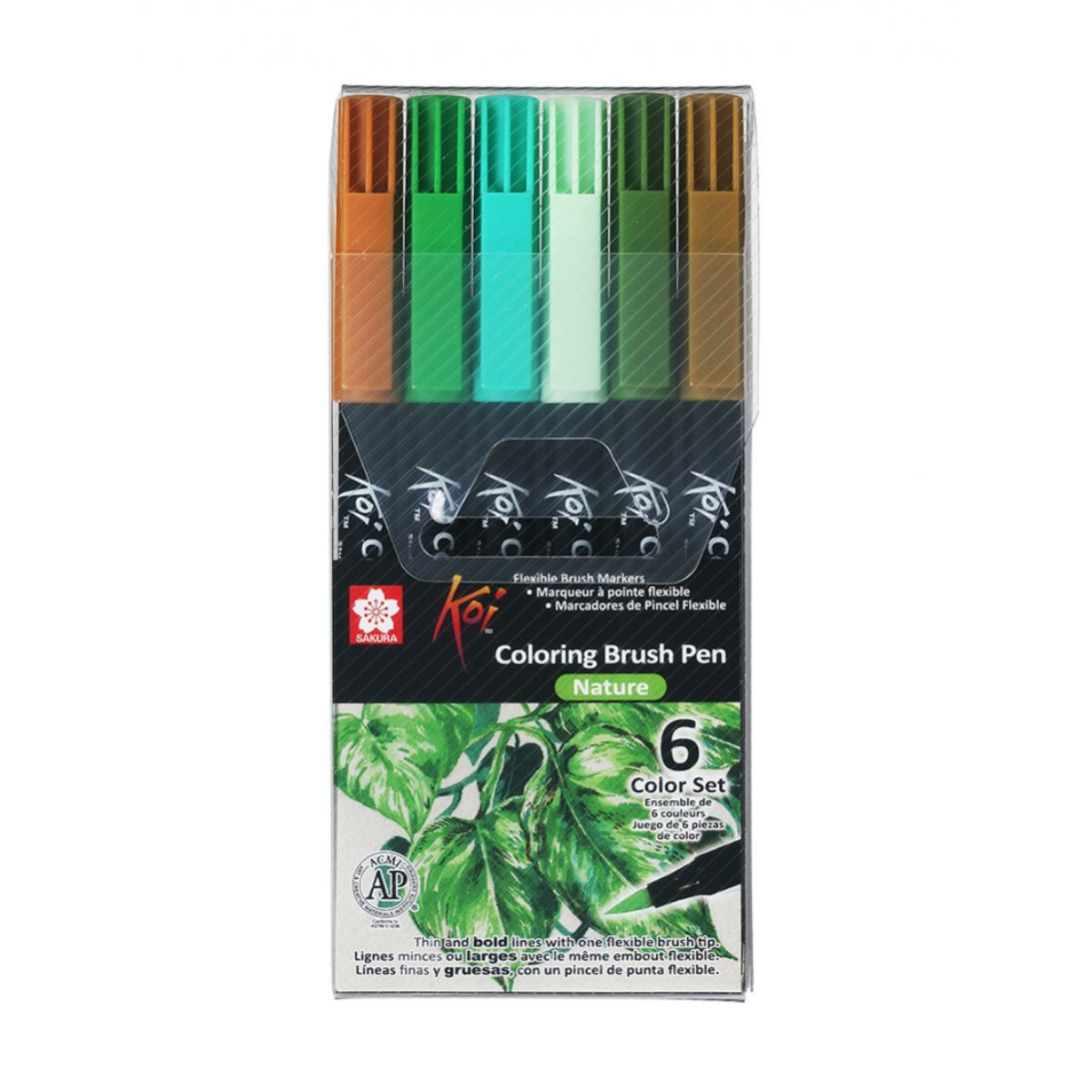 SAKURA - Set 6 Marcadores Acuarelables Koi Lettering Colores Natural