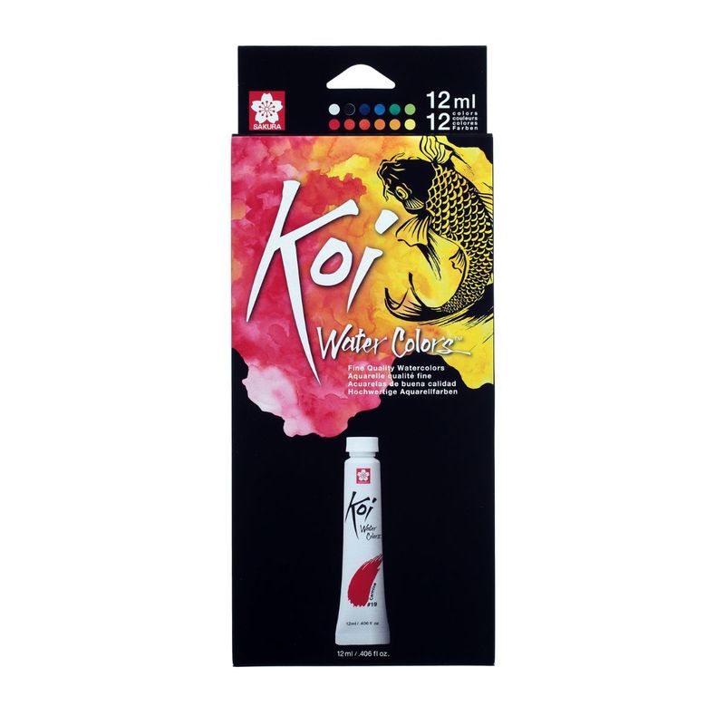 SAKURA - Set de Acuarelas Koi 12 Tubos 12ml Colores