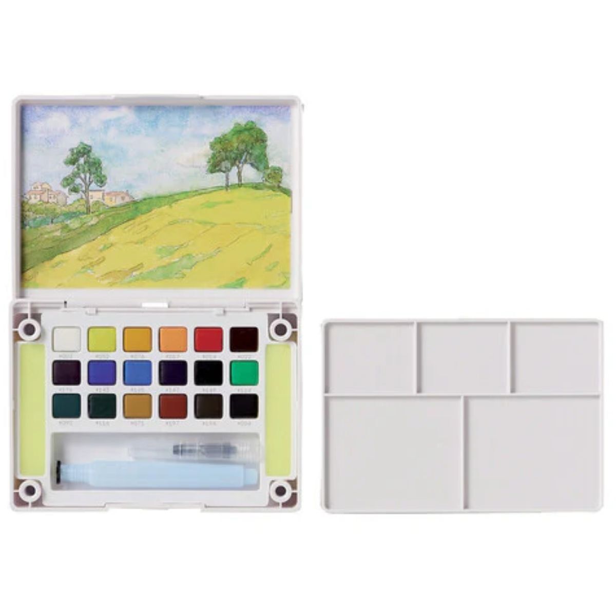 SAKURA - Set de Acuarelas Koi 18 Pastillas con Pincel de Agua