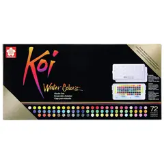 SAKURA - Set de Acuarelas Koi 72 Pastillas con Pincel de Agua