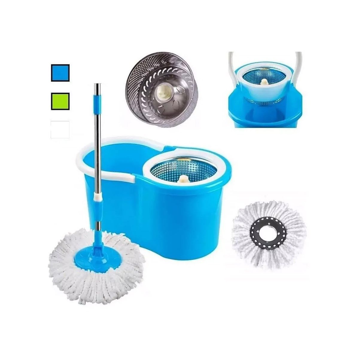 GENERICO - Mopa Limpiadora Giratoria 360° Con 2 Paños de Repuesto