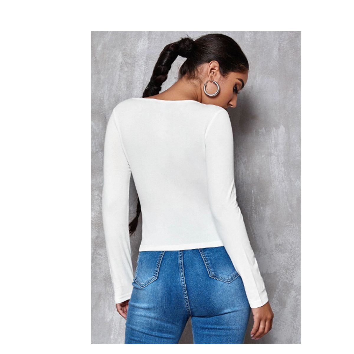 EVERSO - Camiseta De Mujer Manga Larga De Algodón