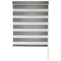 BERTEX - Roller Duo Blackout Zebra Día-Noche Gris 95x235 cm Altura ajustable