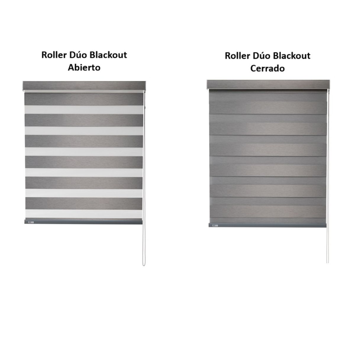 BERTEX - Roller Duo Blackout Zebra Día-Noche Gris 150x170 cm Altura ajustable
