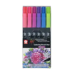 SAKURA - Set 6 Marcadores Acuarelables Koi Lettering Colores Flores