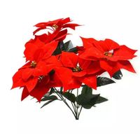 Flores De Pascua Ramo De 5 Flores Rojas Con Hojas Artificial