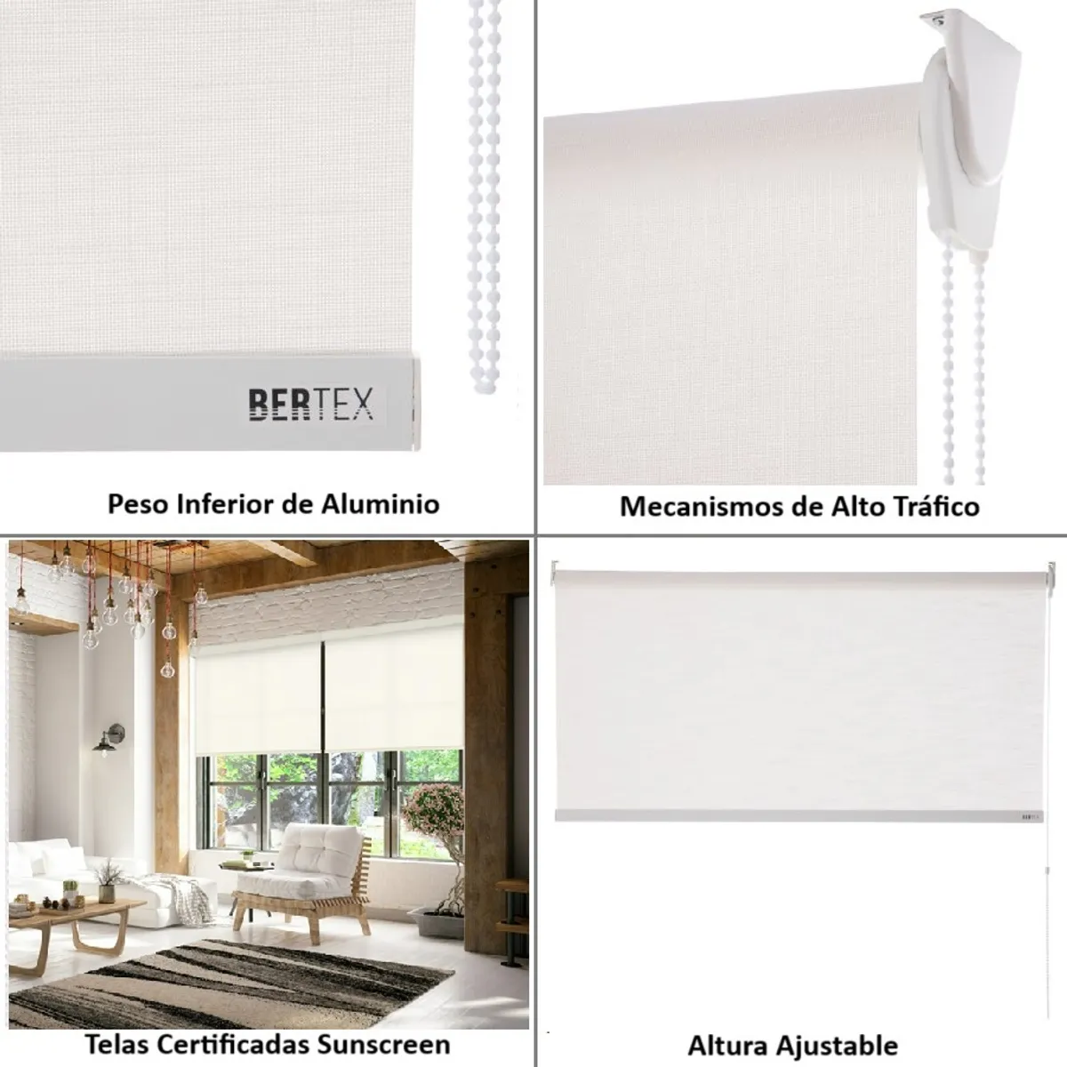 BERTEX - Cortina Roller Sunscreen Arena 155x240 cm Persiana de altura ajustable