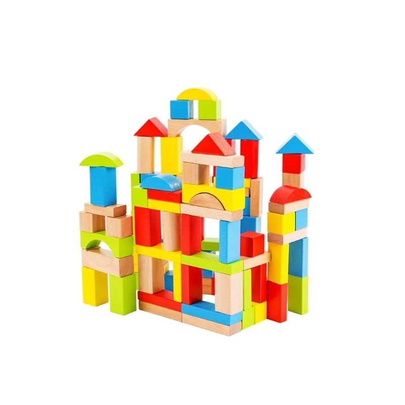 GENERICO - Balde Bloques De Construcción Madera Didáctico Niños 100pcs