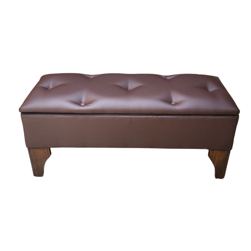 GENERICO - Banqueta Baúl Botone Cafe Moro Eco Cuero 105x40x45x20 Muebles Rimar