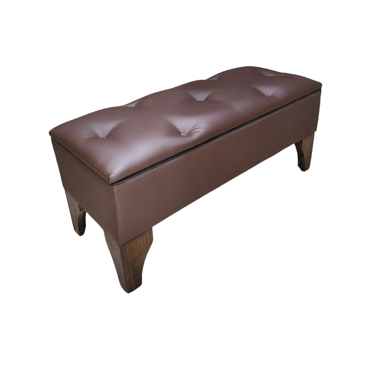 GENERICO - Banqueta Baúl Botone Cafe Moro Eco Cuero 105x40x45x20 Muebles Rimar