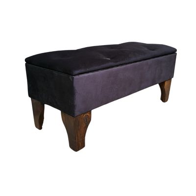 Imagen 2 del producto Banqueta Baúl Botón Negro Felpa 105x40x45x20 Muebles Rimar