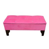 Banqueta Baúl Botón Diamante Rosado Felpa Muebles Rimar