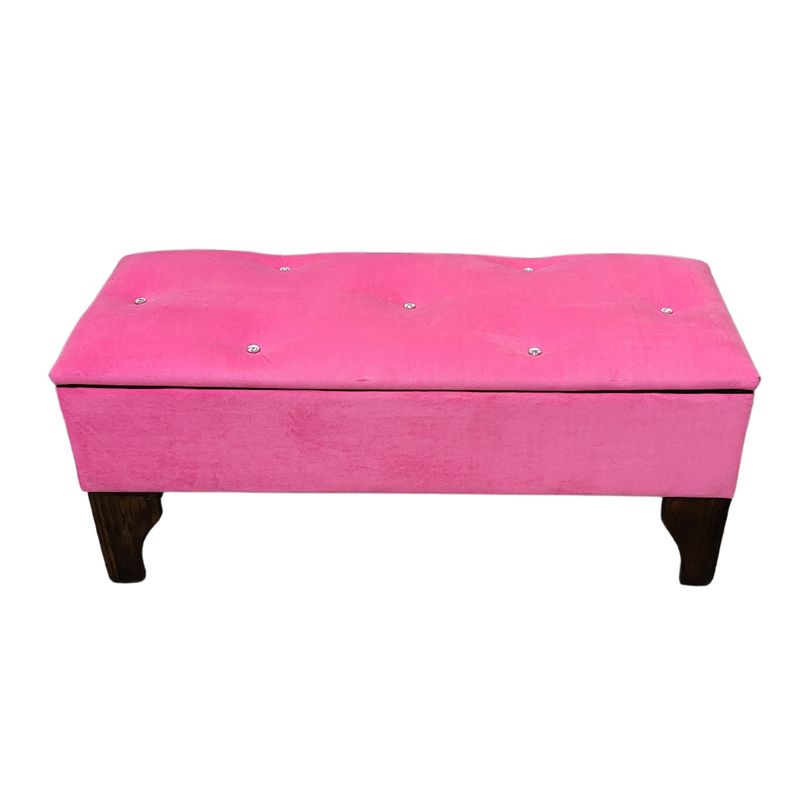 GENERICO - Banqueta Baúl Botón Diamante Rosado Felpa Muebles Rimar