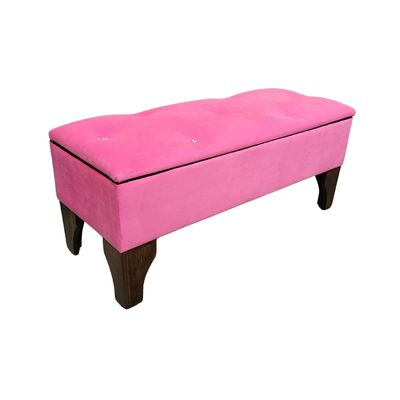 Imagen 2 del producto Banqueta Baúl Botón Diamante Rosado Felpa Muebles Rimar