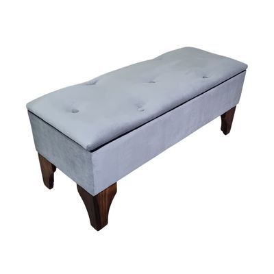 Imagen 2 del producto Banqueta Baúl Botón Gris Claro Felpa 105x40x45x20 Muebles Rimar