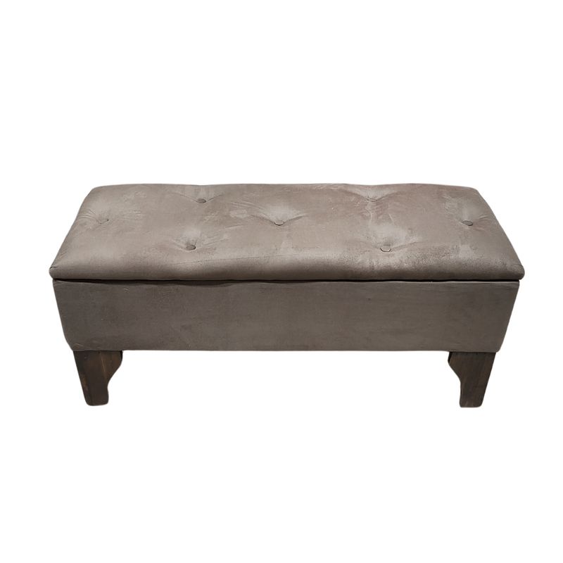 GENERICO - Banqueta Baúl Botón Chocolate Felpa 105x40x45x20  Muebles Rimar
