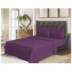 GENERICO - Juego de Sabanas 2 plazas + Fundas para Almohada - Color Morado