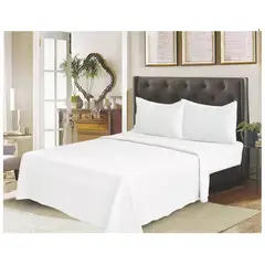 GENERICO - Juego de Sabanas 2 plazas + Fundas para almohada - Color Blanco