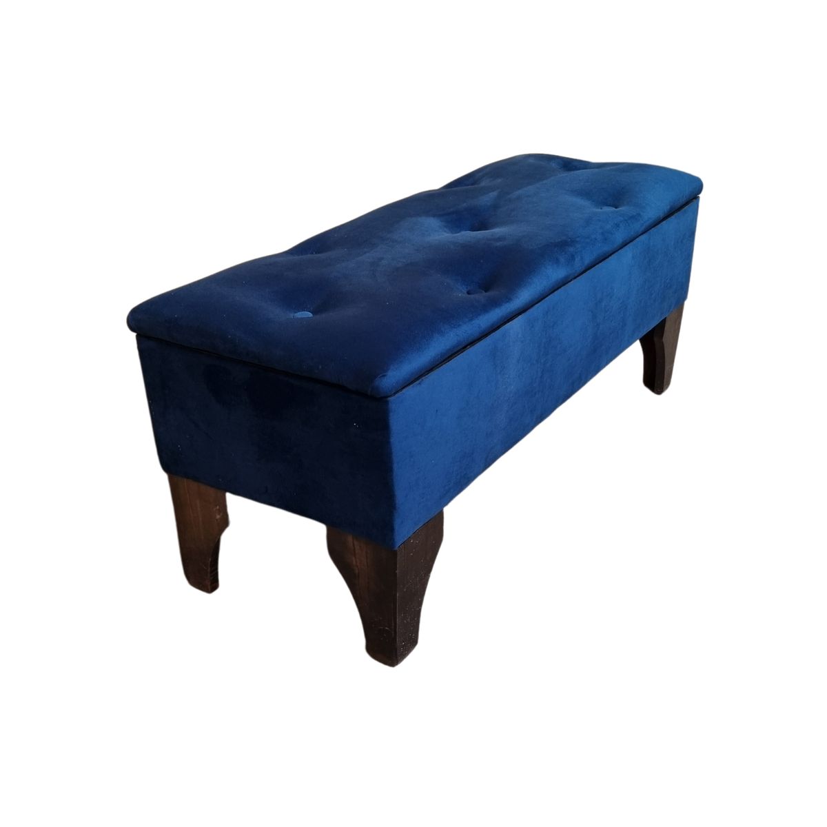 GENERICO - Banqueta Baúl Botón Azul Marino Felpa 105x40x45x20  Muebles Rimar
