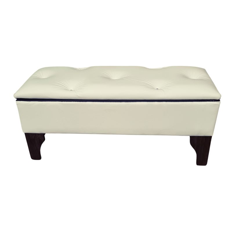GENERICO - Banqueta Baúl Botone Beige Eco Cuero Diamante105x40x45x20 Rimar