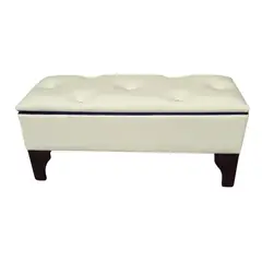 GENERICO - Banqueta Baúl Botone Beige Eco Cuero Diamante105x40x45x20 Rimar