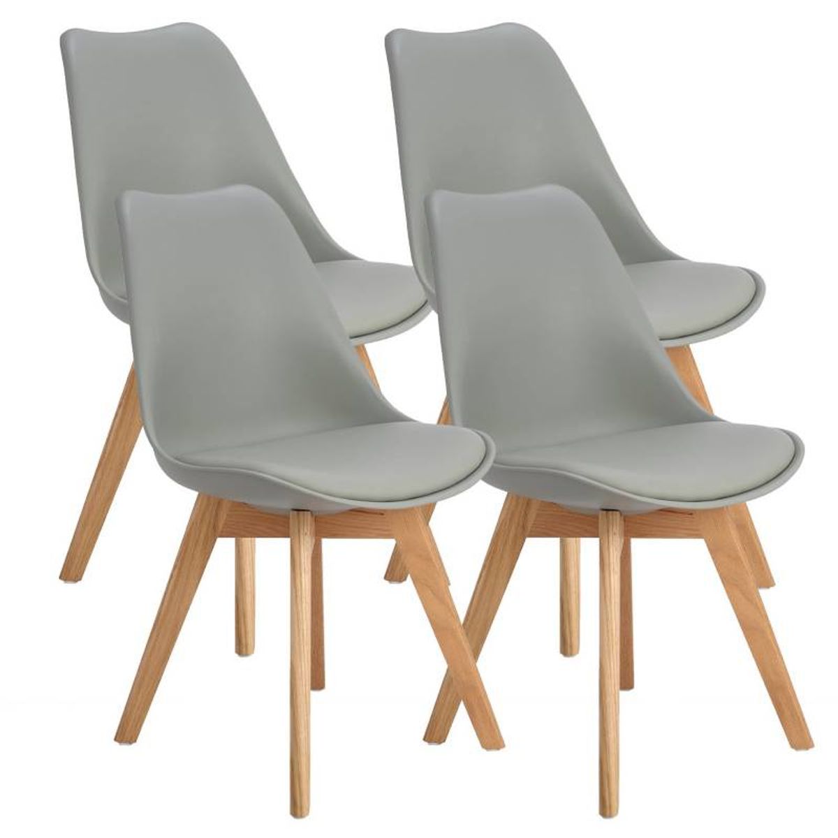 MOBOI - Pack 4 Sillas Eames Acolchada Gris