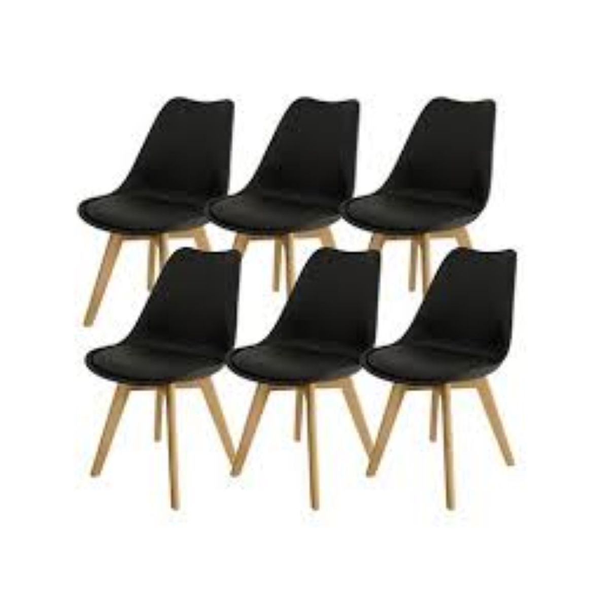 MOBOI - Pack 6 Sillas Eames Acolchada Negras