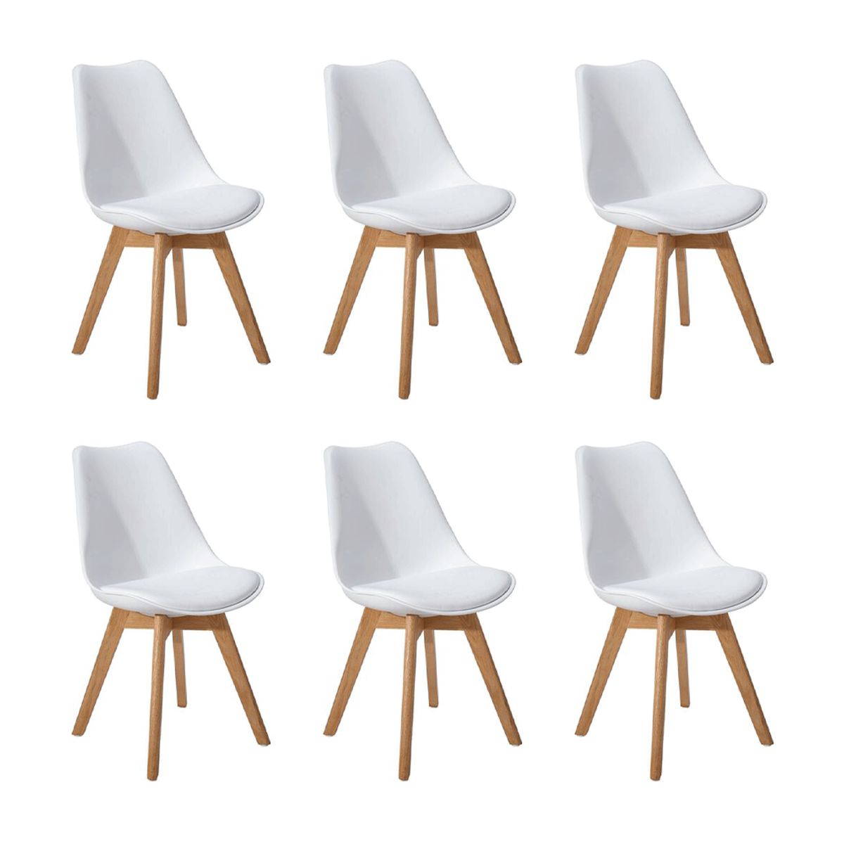 MOBOI - Pack 6 Sillas Eames Acolchada Blancas