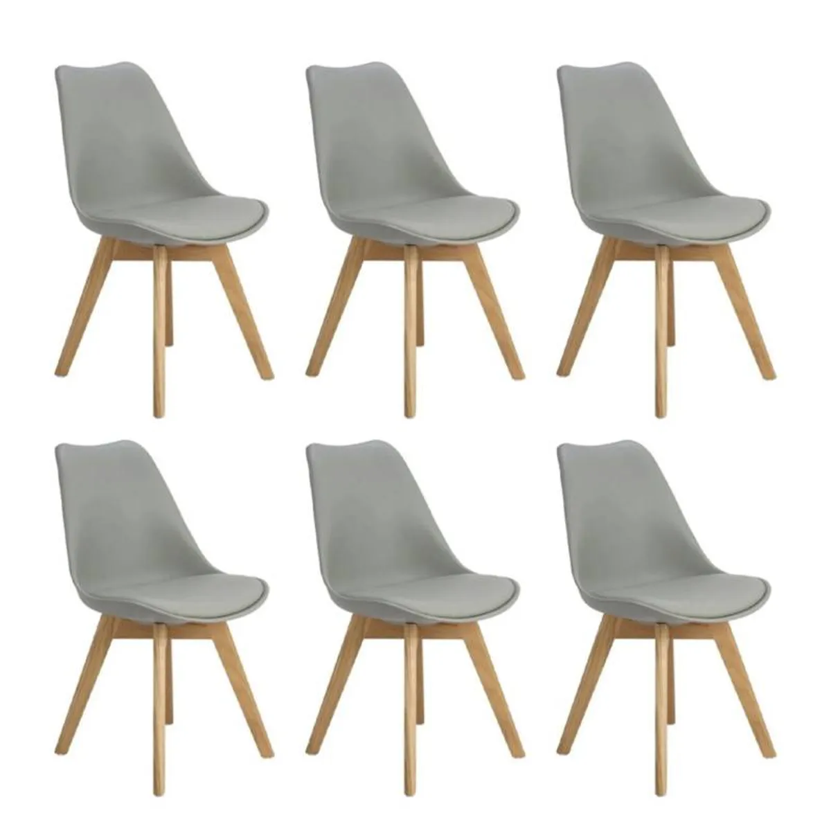 MOBOI - Pack 6 Sillas Eames Acolchada Gris